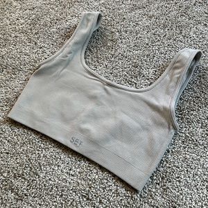 Set active Square bra in light grey / tan size S